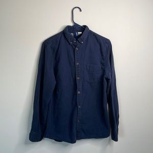 Navy Blue Button Down Long-Sleeve
